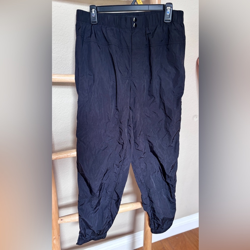 T by Alexander Wang Black Nylon Jogger Pants Women S Zip Ankle Elastic